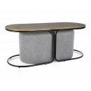 Комплект SIGNAL DUAL (стол журнальный + 2 пуфа) дуб артизан/черный/серый